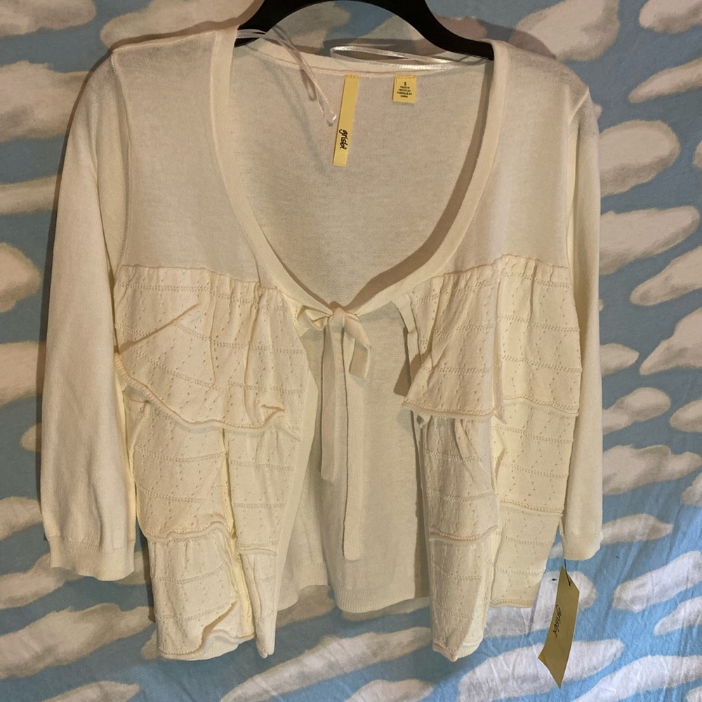 white blouse cardigan tied brand new w tags women